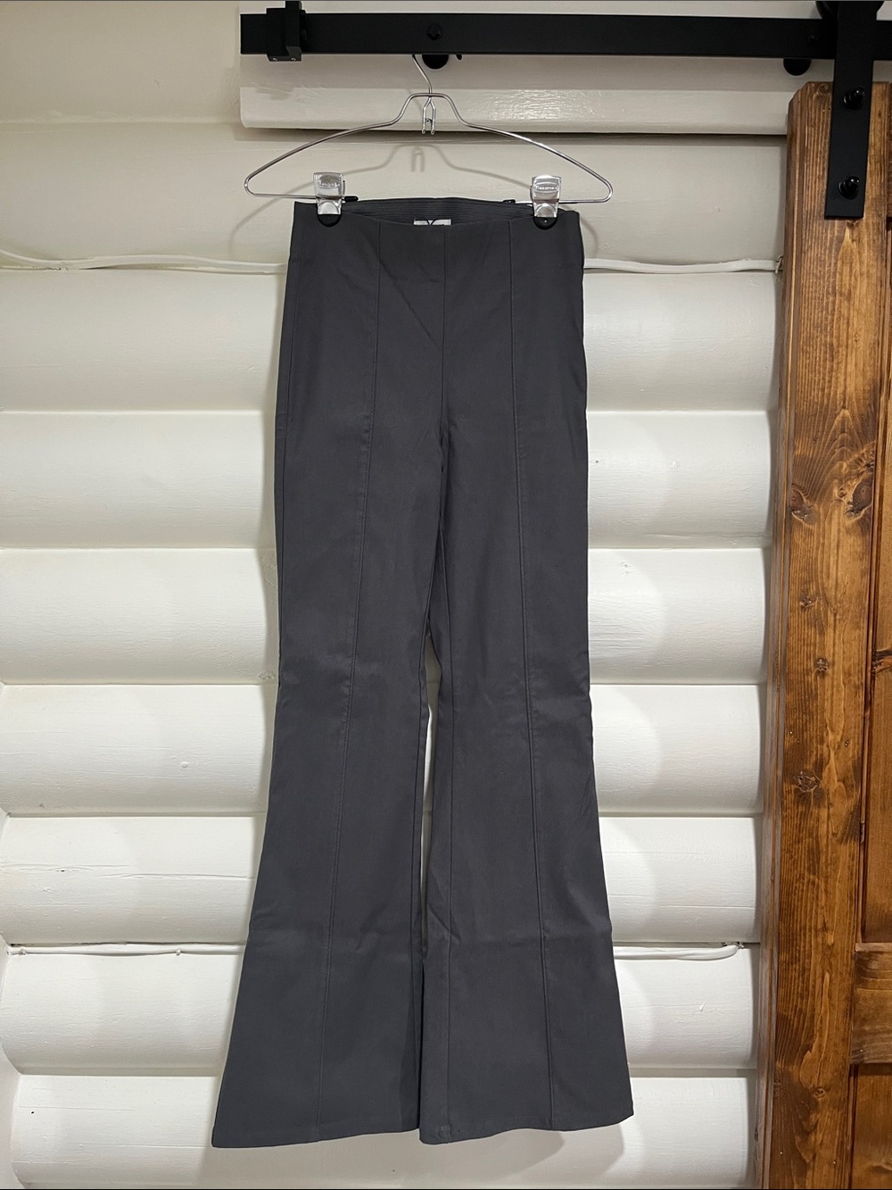Garage Charcoal Gray High-Waist Flare Pants